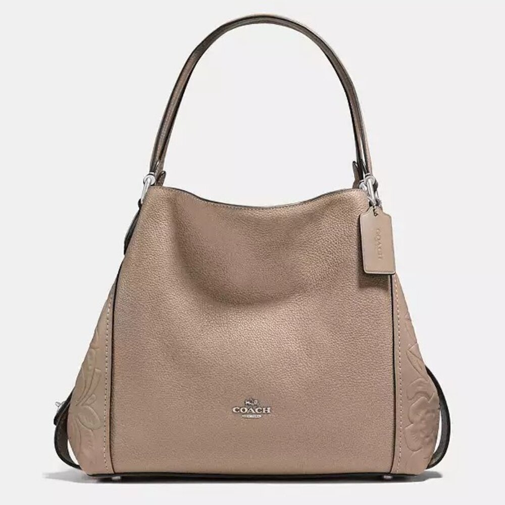 Coach Edie Tan Leather Shoulder Bag Purse